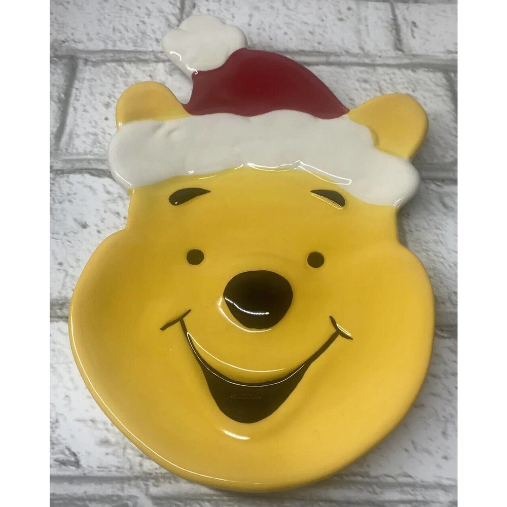 DISNEY Winnie The Pooh Santa hat Christmas 8 X 5 inch Candy Dish